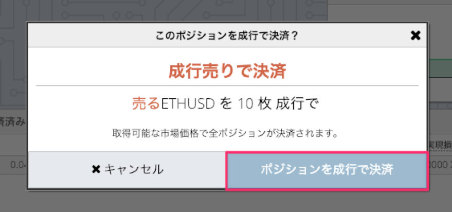 ポジション決済内容