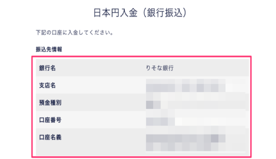 DMM 銀行振込画面